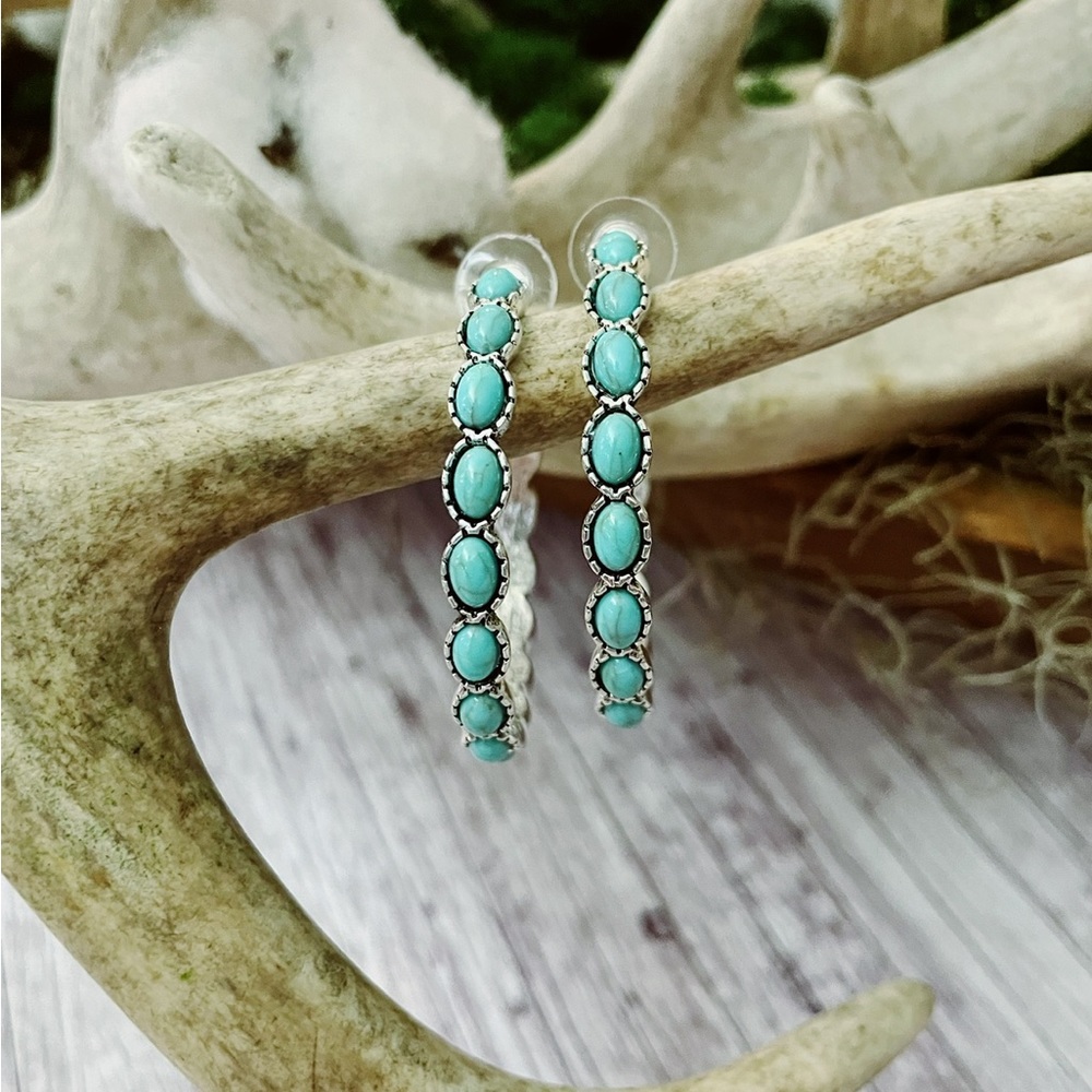 Faux Turquoise Hoops